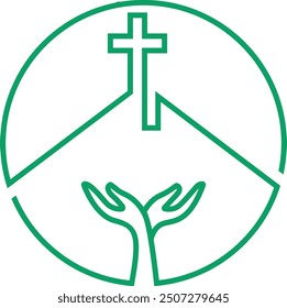 Christian Cross with Tree logo design