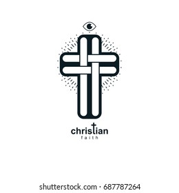 Christian Cross true belief vector religion symbol, Christianity Jesus icon.