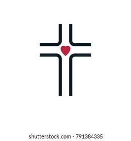 Christian Cross true belief vector religion symbol, Christianity Jesus icon.