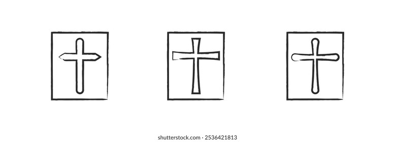 Christian cross vector. Abstract religious cross icon collection. Set of cross icons for religion. Christian cross icon set.