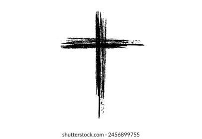 Vector de la cruz cristiana. Cruz negra. Ilustración vectorial