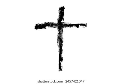 Christian Cross Vektorgrafik. Schwarzes Kreuz mit Flecken. Vektorillustration