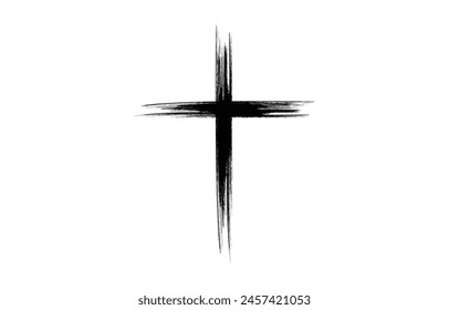 Christian cross vector. Black blotted cross. Vector illustration