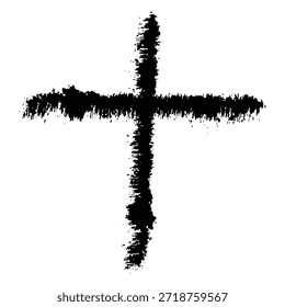 Vector cruzado cristiano. Cruz manchada de negro. Ilustración vectorial