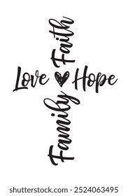 Christian cross vector design, Christian clip art, Religious vector design, Family Faith Hope Love cross