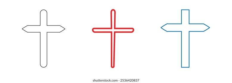 Christian cross vector. Different shape of cross icon set. Vector illustration. 