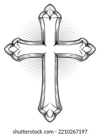 Christian Cross Vector Drawing Illustration