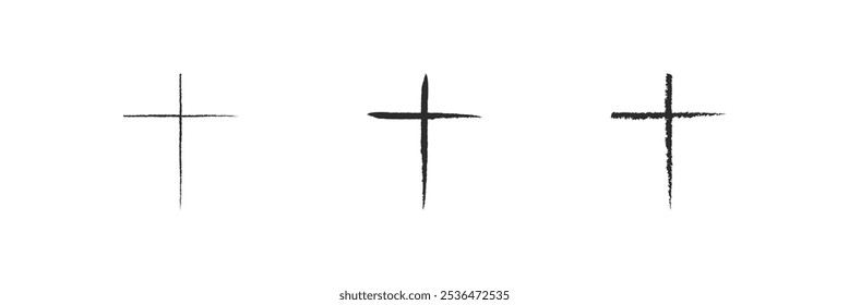 Christian cross vector. Flat Vector Christian Cross Icons Set Isolated on a White Background. Line Silhouette Cut Out Christian Crosses Collection. Eps 10.