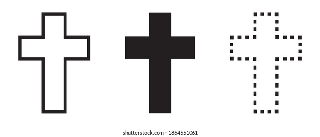 Christian Cross vector icon collection. Cross silhouette. Christian symbol isolated on white background. Vector illustration EPS10.