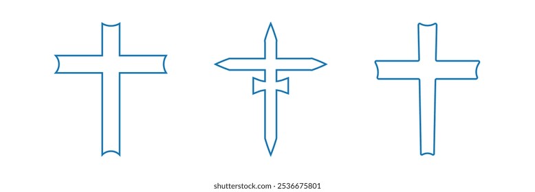 Christian cross vector. Cross icon set. Silhouette style. Eps 10.