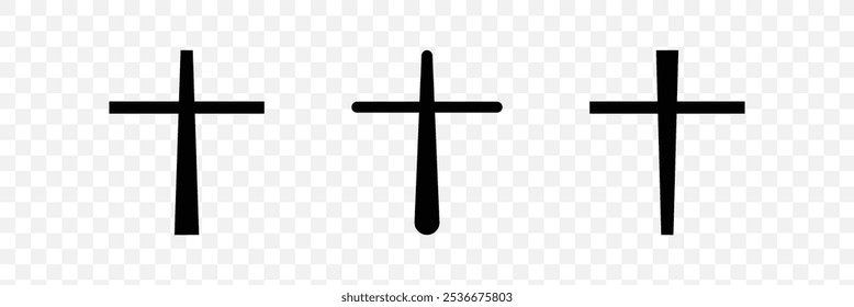 Christian cross vector. Cross icon set. Silhouette style. Eps 10.