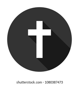christian cross vector icon with shadow, religious cross sign