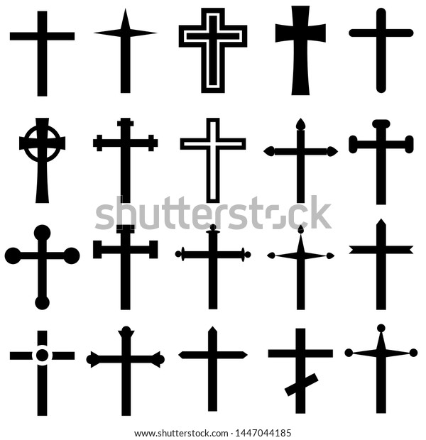 キリスト教のクロスベクター画像アイコンセット 十字架のアイコンイラスト クリスチャンクロスシンボルコレクション のベクター画像素材 ロイヤリティフリー