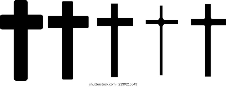 Christian Cross Vektorsymbole. Set von christlichen Kreuzen auf weißem Hintergrund..eps
