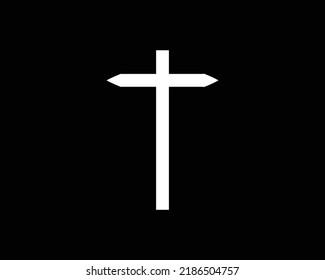 Christian Cross Vektorsymbole. Satz von christlichen Kreuzen auf schwarzem Hintergrund. Vektorgrafik. Verschiedene schwarze christliche Kreuze