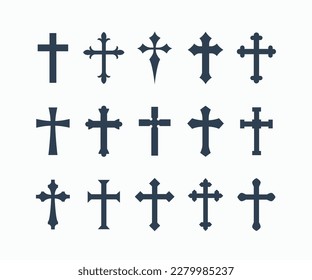 Christian Cross vector icons. Set of Christian Crosse icon vector illustration.