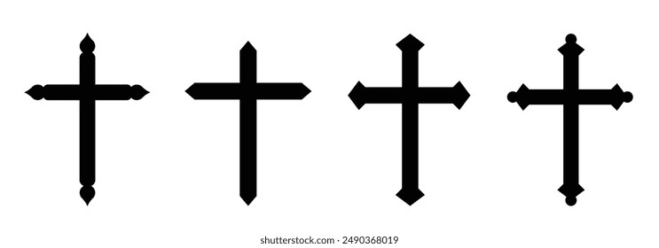 Christian cross vector icons set