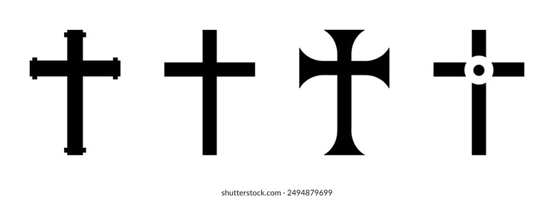 Christian cross vector icons set