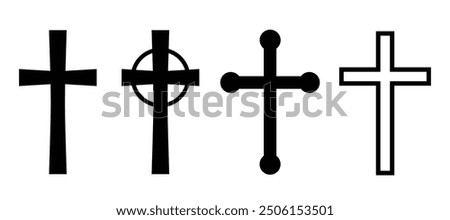 Christian cross vector icons set