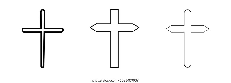 Christian cross vector. Large selection of religious Christian crosses. Vector set of Different shape silhouette crosses. Eps 10.