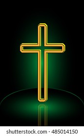 Christian Cross Vector, cross on a green background,