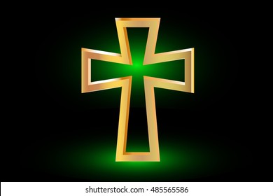 Christian Cross Vector, cross on a green background,
