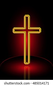 Christian Cross Vector, cross on a red background ,