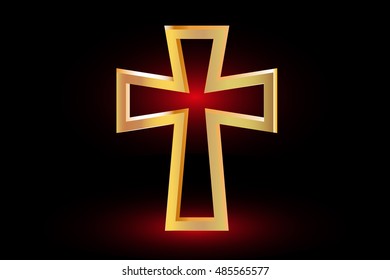 Christian Cross Vector, cross on a red background ,