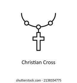 Christian Cross vector Outline Icon Design illustration. Easter Symbol on White background EPS 10 File
