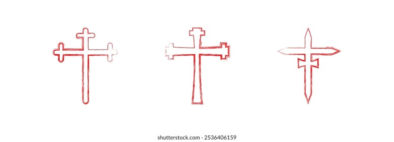 Christian cross vector set collection. Religious cross bundle, Jesus Cross, old Christian cross. Christian vector icon. Eps 10.