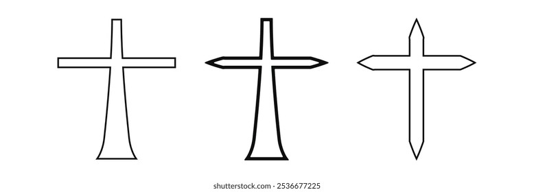 Christian cross vector. Christian cross set line icon. Religion crucifix and line icons collection. Vector Isolated illustration. Eps 10.