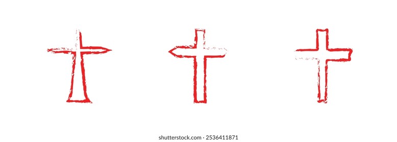 Christian cross vector. Simple cross icon, Christian cross symbol, outline shape. Eps 10.