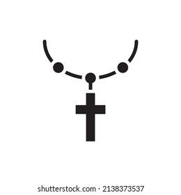Christian Cross vector Solid Icon Design illustration. Easter Symbol on White background EPS 10 File