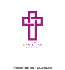 Christian Cross vector symbol, Christianity God religion icon.
