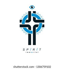 Christian Cross vector symbol, Christianity God religion icon.