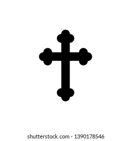 Christian cross vector symbol flat style. Religion cross icon vector illustration.