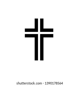 Christian cross vector symbol flat style. Religion cross icon vector illustration.