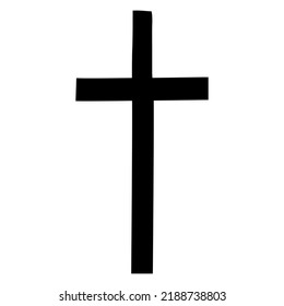 Christian cross vector symbol flat and contour style