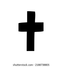Christian cross vector symbol flat and contour style