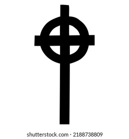 Christian cross vector symbol flat and contour style