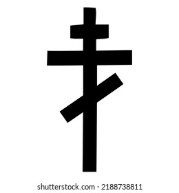 Símbolo de vector de la cruz cristiana estilo plano y contorno