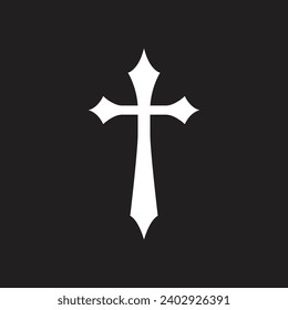 Christian cross vector symbol flat and outline style