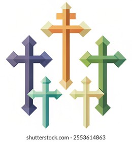 Christian cross vector symbol flat style. Set of different crosses icon. vector illustration with a white background