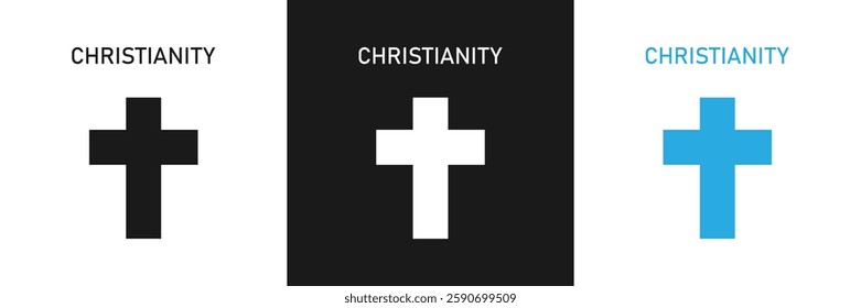 Christian cross vector symbol or icon. Christianity religion symbol