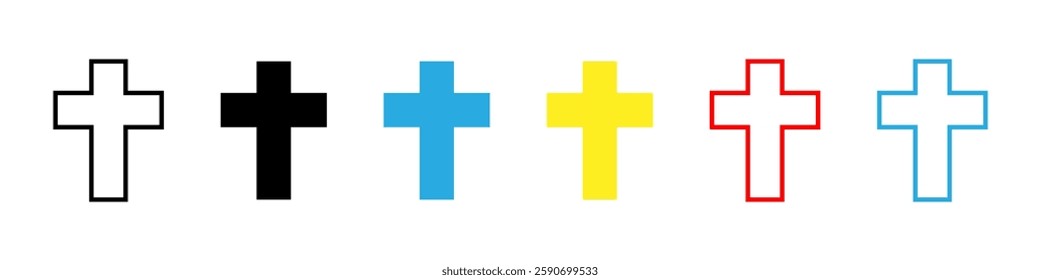 Christian cross vector symbol or icon. Christianity religion symbol