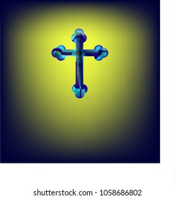 christian cross in watercolor style, vector illustration. 