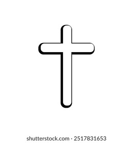 Christian cross white icon. Religion symbol, Easter, Christening. Religious. Baptism. Square cross. Christian cross symbol vector.