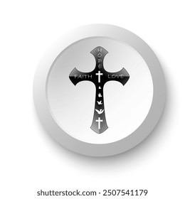 christian cross within circle button isolated on white background for icon decoration object element tattoo. vector and illustration