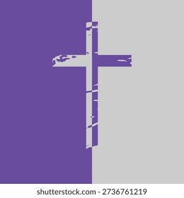A Christian Cross with a Worn Texture in Two Tones