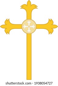 Christian Cross in Yellow - Vector Illustration 